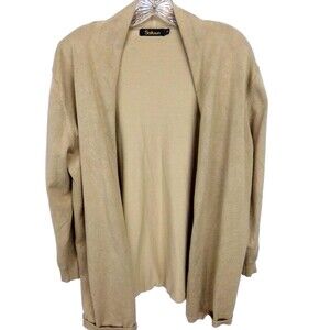 Saturn Woman's Tan Open Front Long Sleeve Sweater Cardigan Size XL